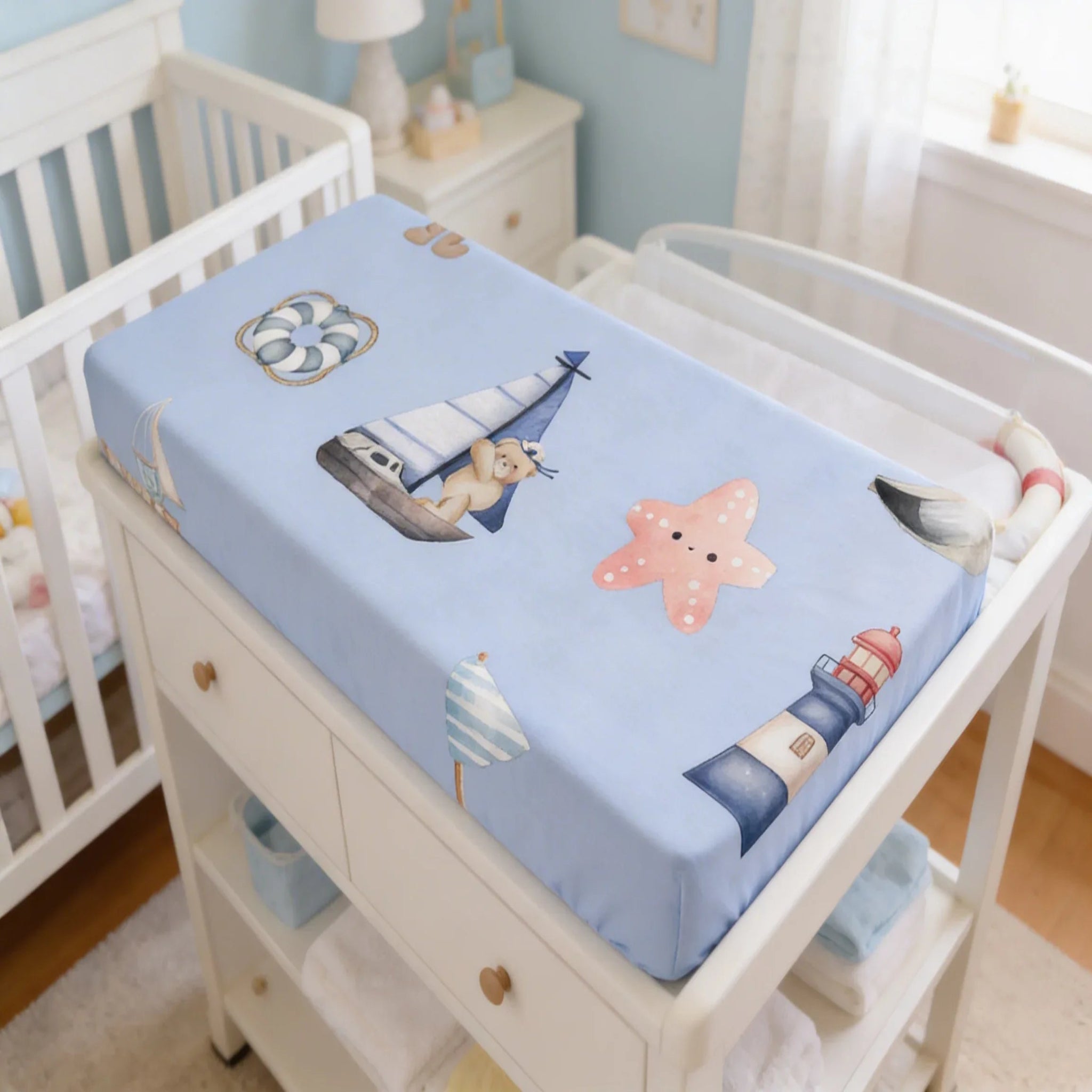 Nautical Baby Changing Pad Cover | Baby Boy Linen