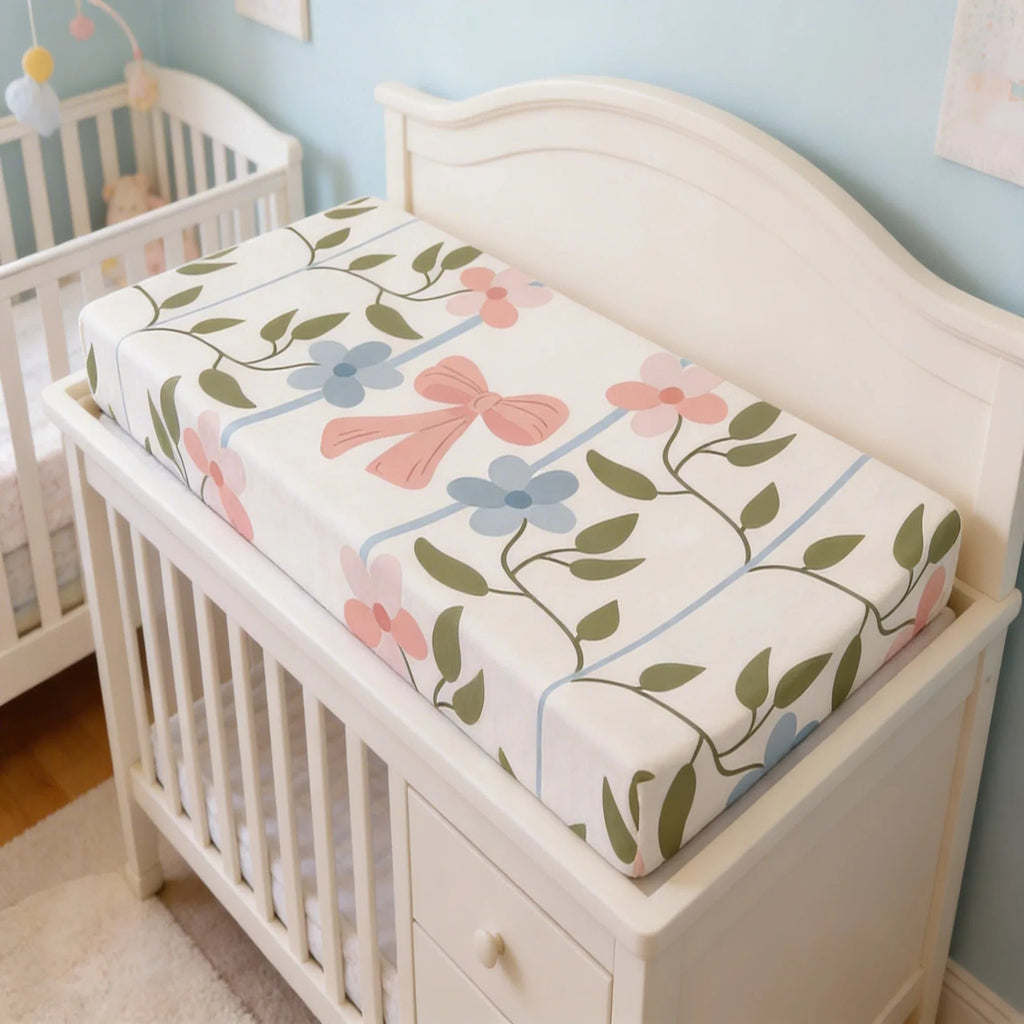 Floral Baby Changing Pad Cover | Girl Baby Shower Gift Ideas