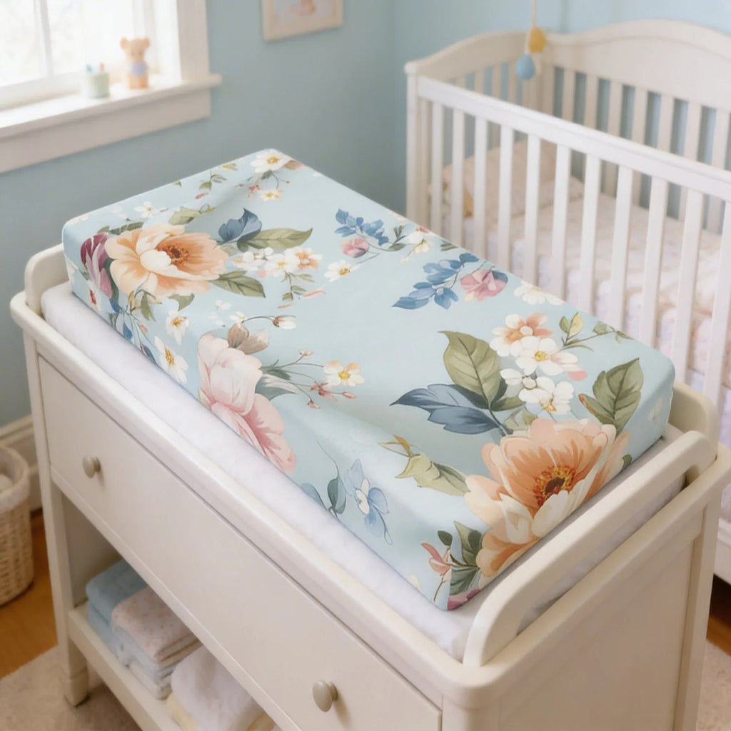 Floral Baby Changing Pad Cover | Unique Baby Shower Gifts