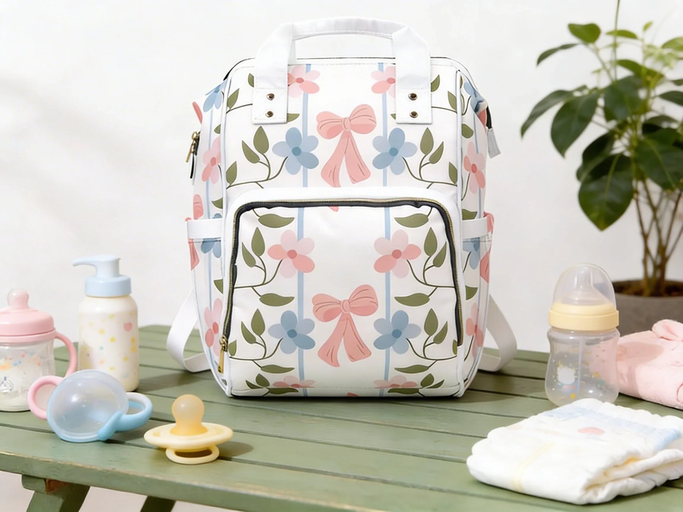 Floral Diaper Bag Backpack | First Time Mom Gift
