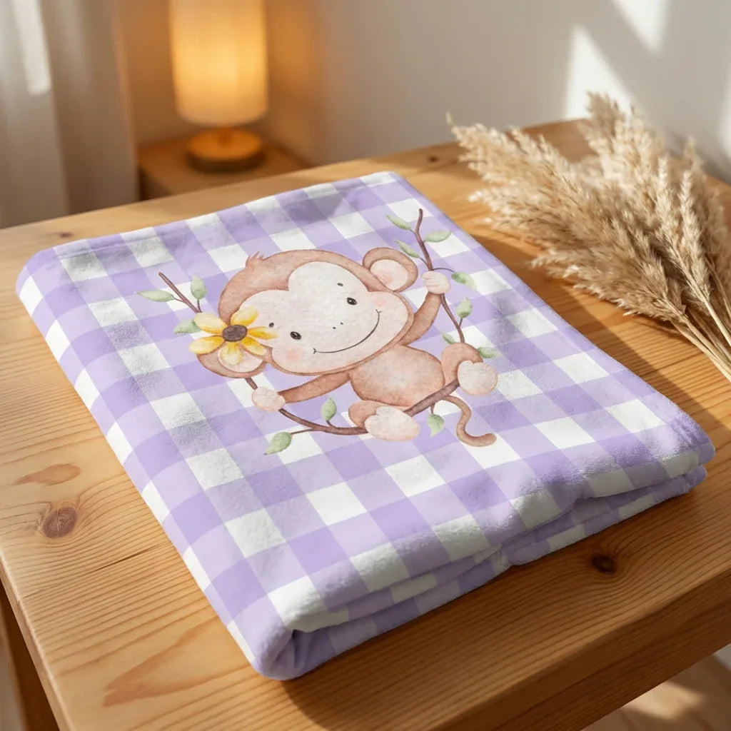Lavender Buffalo Check Baby Blanket | Baby Shower Gift