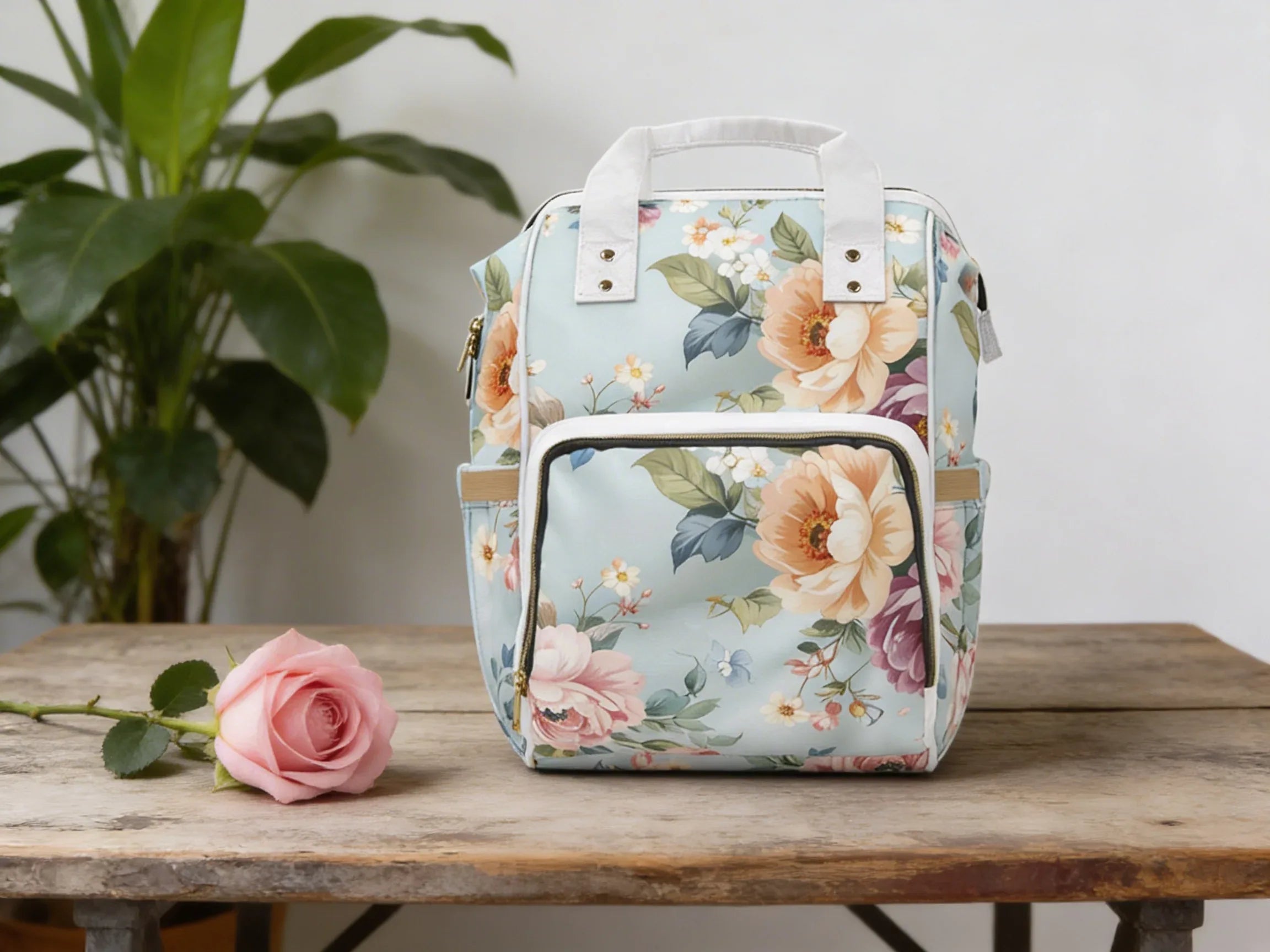 Floral Diaper Bag Backpack | Baby Shower Gift
