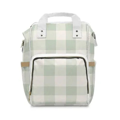 Green Buffalo Check Diaper Bag Backpack | Unique Baby Shower Gifts