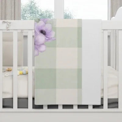 Mint Check Fleece Baby Boy Blanket | Duck Baby Nursery Essential