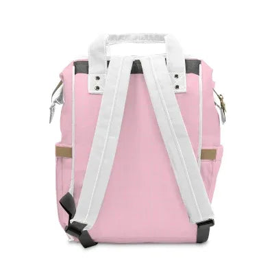 Pink Grid Multifunctional Backpack Diaper Bag