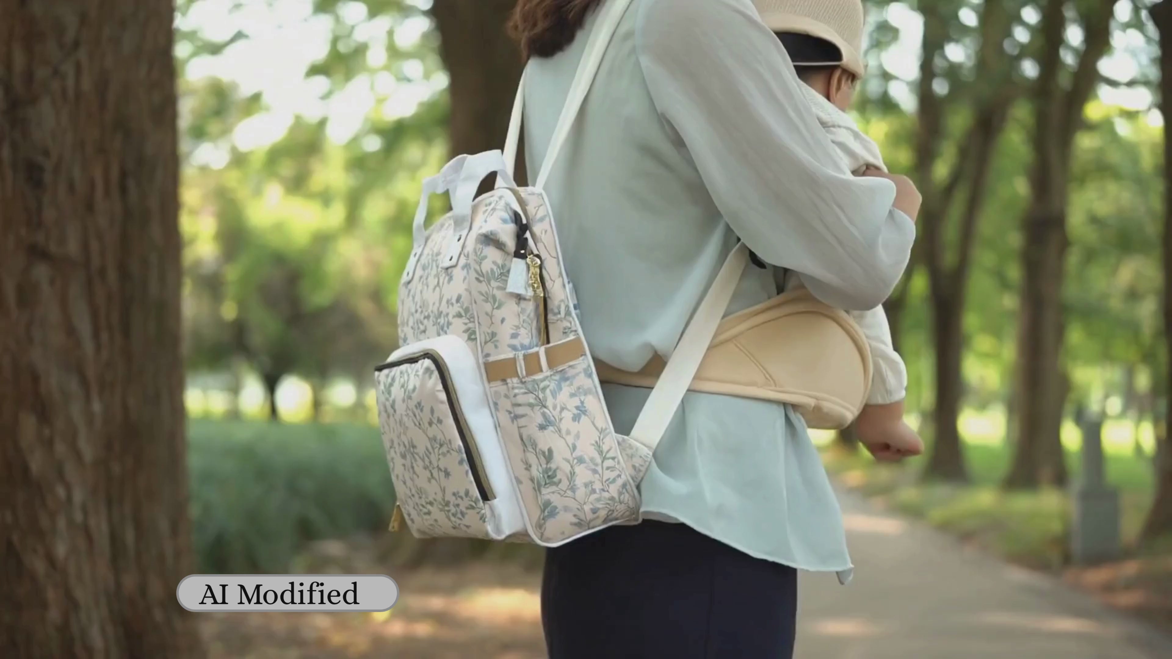 Blue Floral Vine Diaper Bag Backpack | Baby Shower Gift Ideas