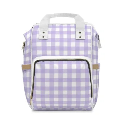 Purple Checkered Diaper Bag Backpack