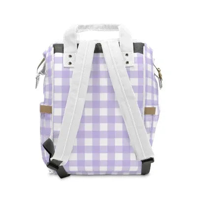 Purple Checkered Diaper Bag Backpack