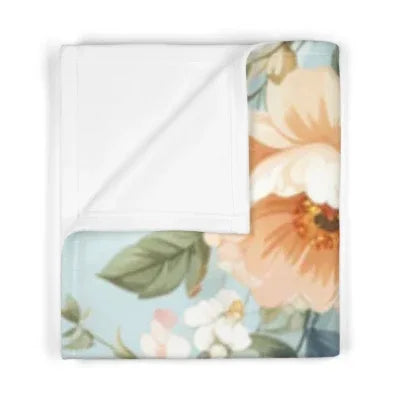Vintage Floral Blue Baby Blanket | Floral Baby Blanket