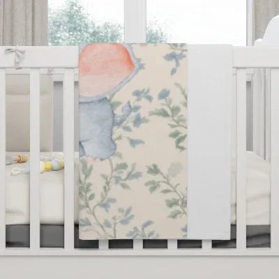 Watercolor Blue Green Vines Baby Blanket | Vintage Baby Blanket